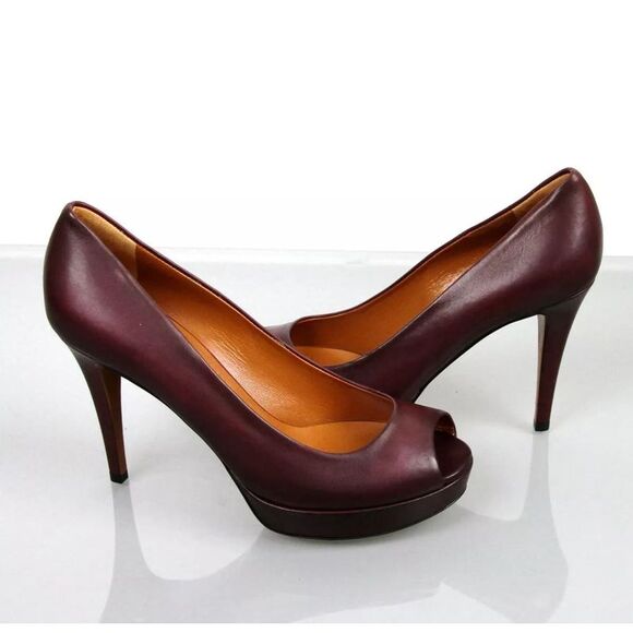 Gucci Betty Open-Toe Platform Pump SHOES Plum 8 - Picture 6 of 8